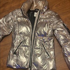 SAM Silver Puffer Jacket with Reflective Finish